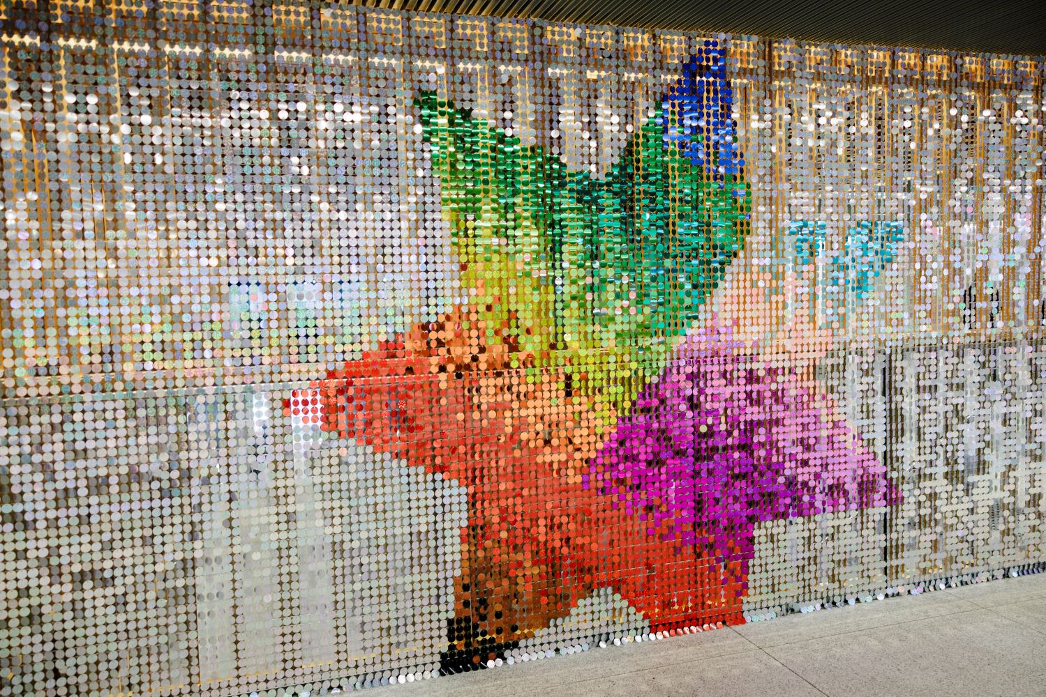 A rainbow NAB logo on a glittery backdrop