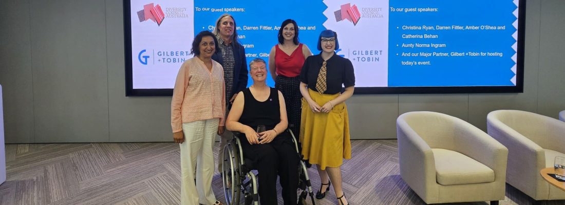 Group image of speakers, Manisha Amin, Darren Fittler, Christina Ryan, Amber O'Shea, Catherine Behang,