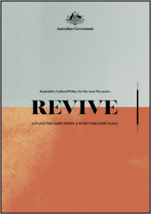 Image of the front cover of National Cultural Policy—Revive: a place for every story, a story for every place 2023